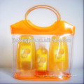 Transparent and Orange PVC Promotion Packing Bag with Piping Handel